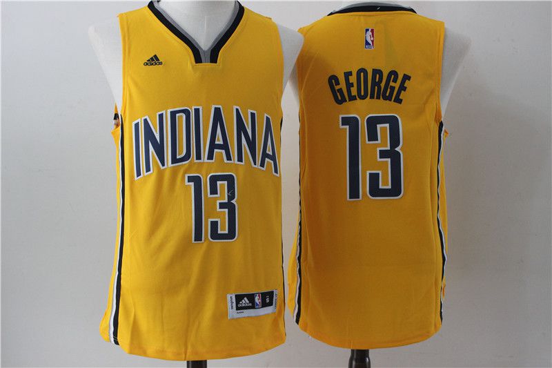 Men Indiana Pacers #13 George Yellow Adidas NBA Jersey